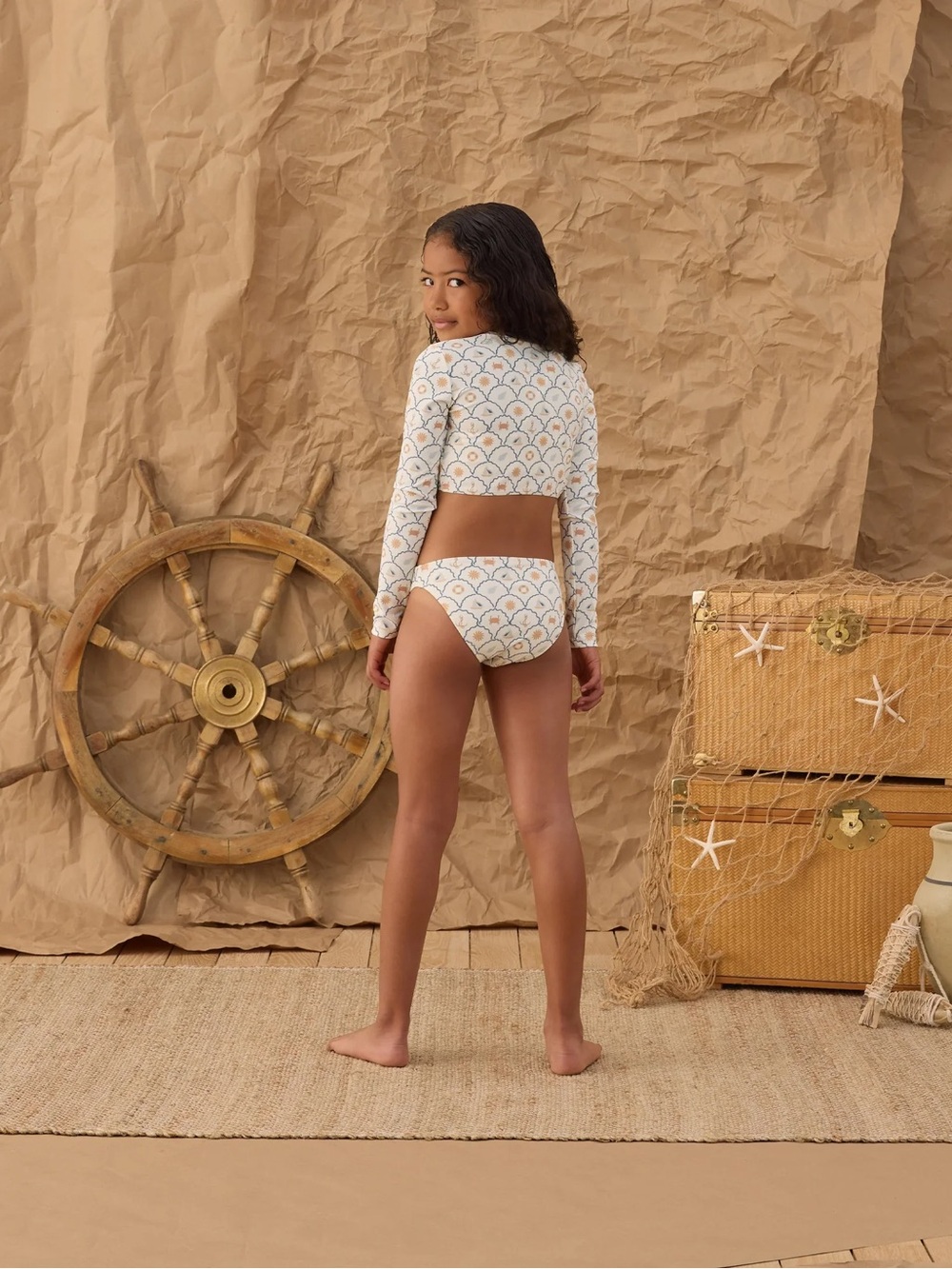 Rylee & Cru Crop Rashguard Set Nautical - Picture 3 of 8